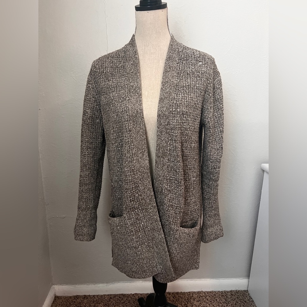 Caslon Brown Cardigan Sweater Open-Front Design Size Small